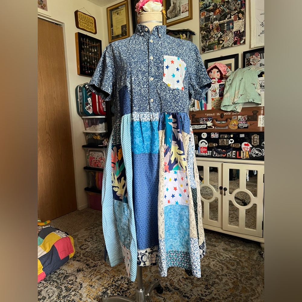 Patchwork Shirtdress With Pockets! - image 4